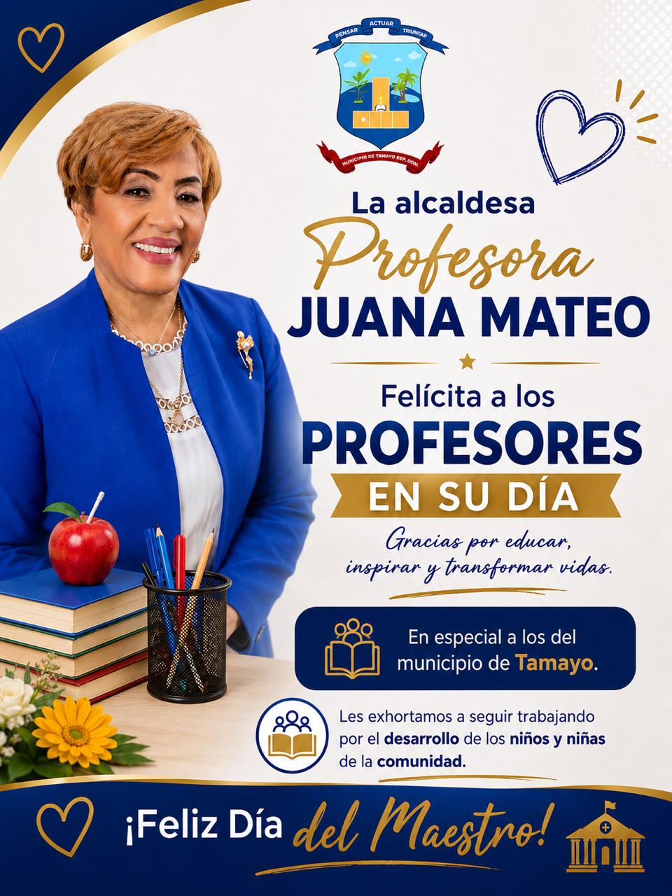 Profesora Juana Mateo felicita a los maestros en su día